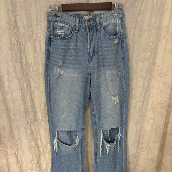 Altar'd State Denim - Altered State Woman’s Vervet Blue Highrise Distressed Light Wash Denim Jean 26